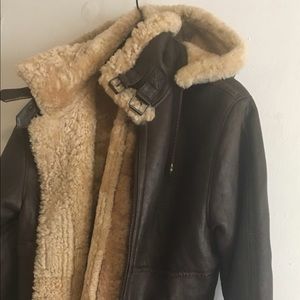 Heavy sheepskin bomber jacket coat shearling leather